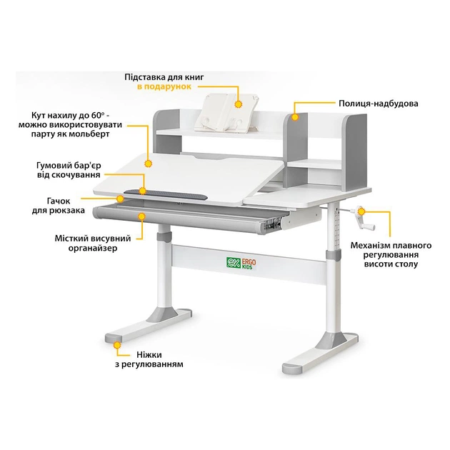 Парта ErgoKids TH-330 Grey (TH-330 W/G) - picture 4