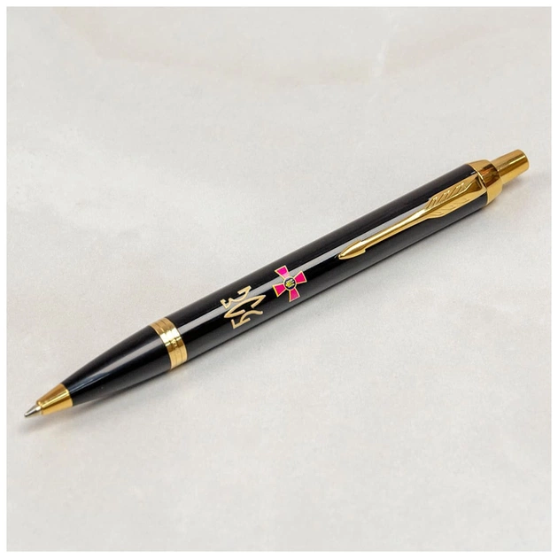 Ручка кулькова Parker IM 17 ARMY Black GT BP Емблема ЗСУ + Тризуб ЗСУ золото (22032_W1015u) - picture 2