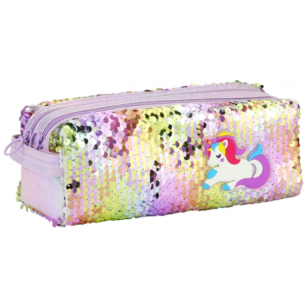 Пенал Cool For School 2 відділення з паєтками та аплікацією Блакитний (CF6615-blue) - зображення 1