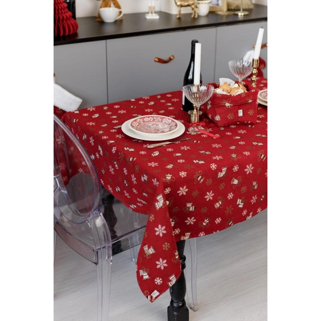 Скатертина Прованс Дзвіночки на червоному 136х136 см (036856) - picture 1