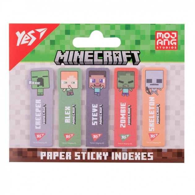 Стікер-закладка Yes Minecraft паперові 55х15 мм, 100 шт (5x20) (170409) - изображение 1