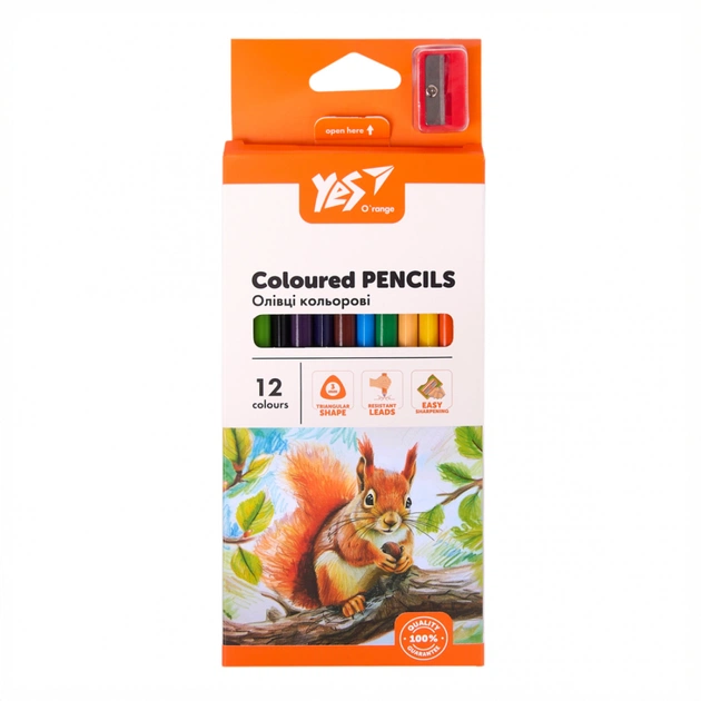 Олівці кольорові Yes Orange Line 12 кольорів з точилкою (290723) - picture 3