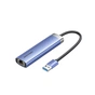 Концентратор Vention USB 3.0 to USB 3.0x3/RJ45/Type-C Hub Blue Aluminum Alloy 5-in-1 (TGFSB) - зменшене зображення 1