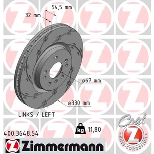 Гальмівний диск ZIMMERMANN 400.3648.54 зображення 1