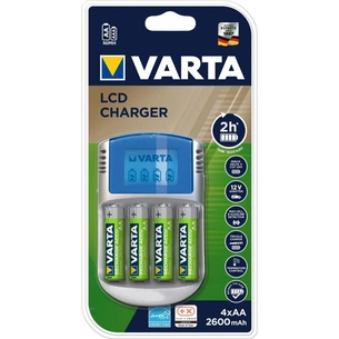 Зарядний пристрій для акумуляторів Varta LCD charger + 4 * AA 2500mAh (57070201451) зображення 1