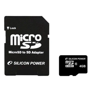 Карта пам'яті Silicon Power 4Gb microSDHC class 10 (SP004GBSTH010V10-SP) зображення 1