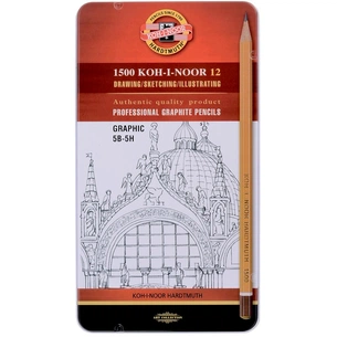 Олівець графітний Koh-i-Noor 1502.III Graphic, 5В-5Н, 12 шт. (1502012009PL) зображення 1