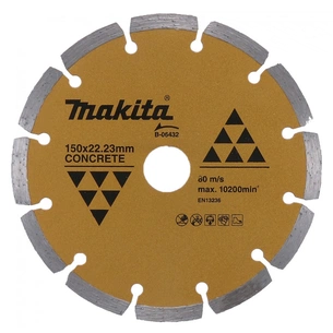 Круг відрізний Makita алмазний по бетону сегмент золот. 150*22,23 мм (B-06432) зображення 1