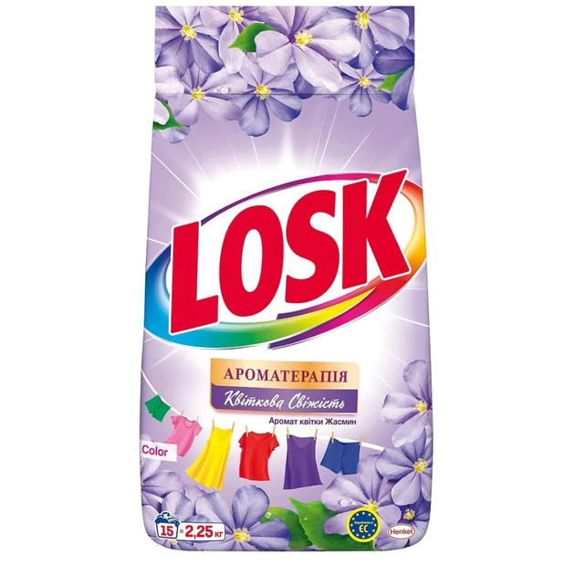 Пральний порошок Losk Color Ароматерапія Ефірні олії та аромат квітки Жасмін 2.25 кг (9000101575392) - изображение 1