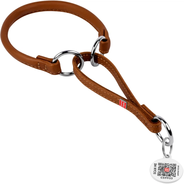 Ошейник для животных WAUDOG Soft с QR паспортом, круглый, Ш 10 мм Д 41-50 см коричневый (75316) - изображение 1