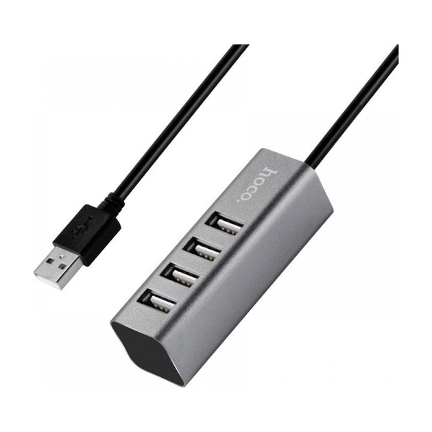 Концентратор HOCO USB 2.0 to 4xUSB Line machine HB1 Tarnish (6957531038139) - изображение 1