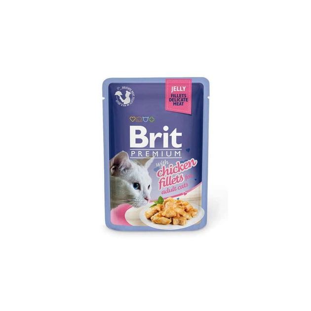 Вологий корм для кішок Brit Premium Cat 85 г (філе курки в желе) (8595602518463) - зображення 1