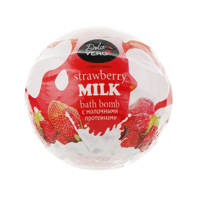 Бомбочка для ванни Dolce Vero Strawberry з протеїнами молока червона 75 г (4820091146403) - изображение 1