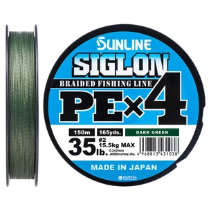 Шнур Sunline Siglon PE н4 150m 2.0/0.242mm 35lb/15.5kg Dark Green (1658.09.23) зображення 1