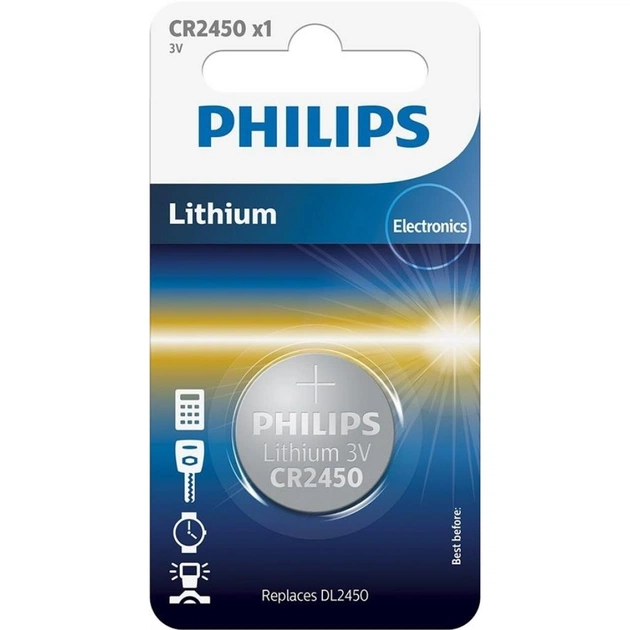 Батарейка Philips CR2450 Lithium * 1 (CR2450/10B) - изображение 1