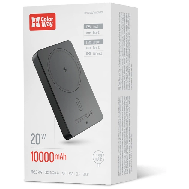 Батарея універсальна ColorWay 10 000 mAh PD/22.5W, 15W MagSafe Black (CW-PB100LPA1BK-WPDD) - зображення 5