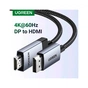 Кабель мультимедійний DisplayPort M to HDMI M 1.0m V2.0 4K60Hz DP119 black UGREEN (15773) - зменшене зображення 3