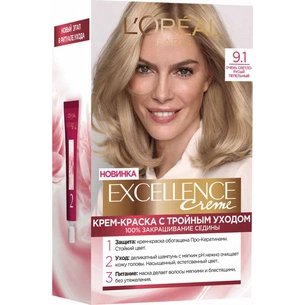 Фарба для волосся L'Oreal Paris Excellence 9.1 Дуже світло-русявий попелястий (3600523781218) зображення 1