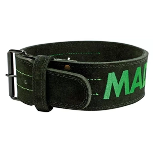 Атлетичний пояс MadMax MFB-301 Suede Single Prong шкіряний Black/Green L (MFB-301_L) зображення 1