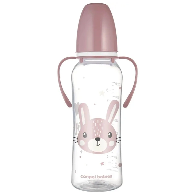 Пляшечка для годування Canpol babies CUTE ANIMALS стандартна з ручками 250 мл рожева (11/845_pin) - зображення 1