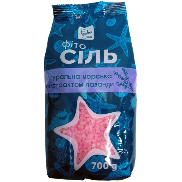 Сіль для ванн ElenSee Натуральна морська з екстрактом лаванди 700 г (4820098542543) - picture 1