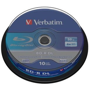 Диск BD Verbatim DL 50Gb 6x Cacke 10шт (43746) изображение 1