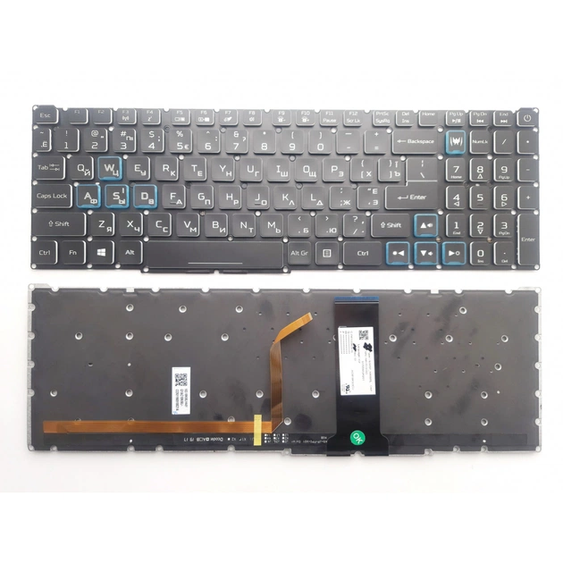 Клавіатура ноутбука Acer Nitro 4 AN515-43/AN515-54/AN517-51/AN715-51 черна з кольор п (A46210) - зображення 1