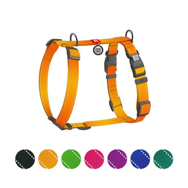 Шлея для собак WAUDOG Nylon Mono анатомічна H-подібна з QR паспортом, пластиковий фастекс, XL помаранчева (54594) - зображення 1