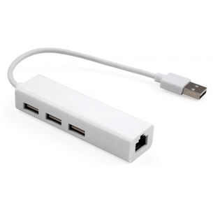 Концентратор Vinga 3xUSB2.0 + RJ45 100Mbps (VCP2H3USB2LANWH) зображення 1