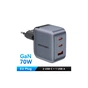 Зарядное устройство Vention 1xUSB-C PD70W + 1xUSB QC3.0 22.5W GaN + cable USB-C to USB-C 1.0m 5A gray (TZ-FCGH0-EU) - уменьшенное изображение 1