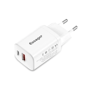 Зарядний пристрій Essager 1xUSB + 1xUSB-C PD30W white (ECTPQS-ZTB02) зображення 1