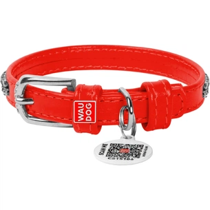Нашийник для тварин WAUDOG Glamour з QR-паспортом "Стрази" XS Ш 9 мм Д 19-25 см червоний (33073) зображення 1