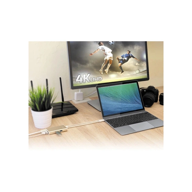 Концентратор J5create USB-C 5-in-1 2xUSB 3.0 + HDMI 4K + USB-C PD + RJ45 1000Mbps gray (JCA374-N) - picture 7