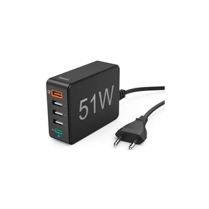 Зарядний пристрій Hama 1xQC3.0, 3xUSB-A, 1xUSB-C PD 51W (00201630) зображення 1