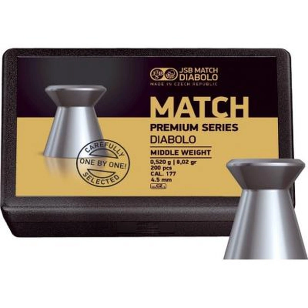 Пульки JSB Match Premium MW, 4,5 мм , 0,52 г, 200 шт/уп (1015-200) - зображення 1