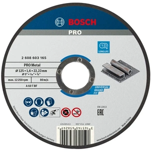 Круг відрізний Bosch Standard for Metal прямий 125х1.6мм (2.608.603.165) зображення 1