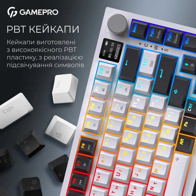 Клавиатура беспроводная GamePro Asgard Valhalla QLAB Sakura Switch White With Display (MK160-W-D-QS-PRO) - изображение 11