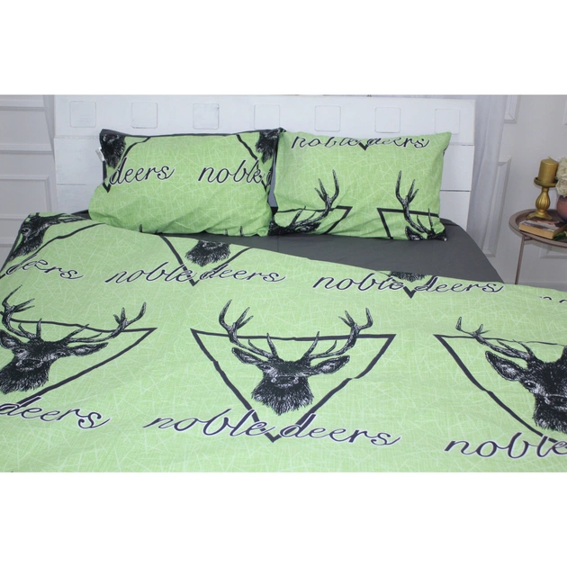 Постільна білизна MirSon Бязь Ranforce Elite 17-0515 Noble deers lime Євро (2200004678177) - зображення 1