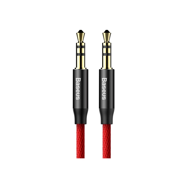 Кабель мультимедийный 3.5mm M to 3.5mm M 1.0m red-black Baseus (CAM30-B91) - изображение 1