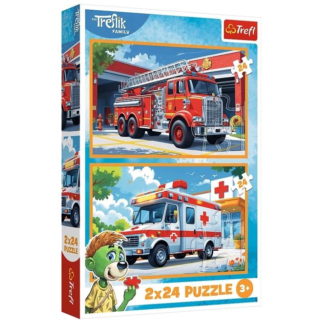 Пазл Trefl KAZSTUDIO Машини рятувальників 2х24 елемента (5900511344479) - зображення 1