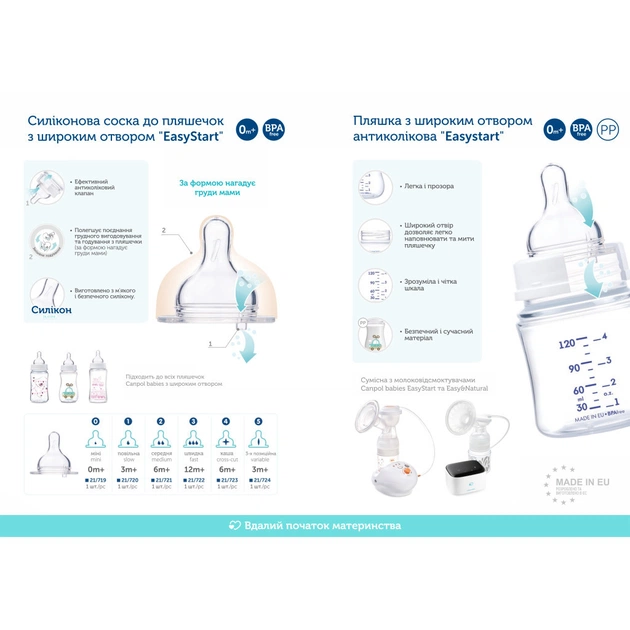 Бутылочка для кормления Canpol babies EasyStart Newborn baby с широким отверстием 240 мл (35/217_pin) - изображение 5