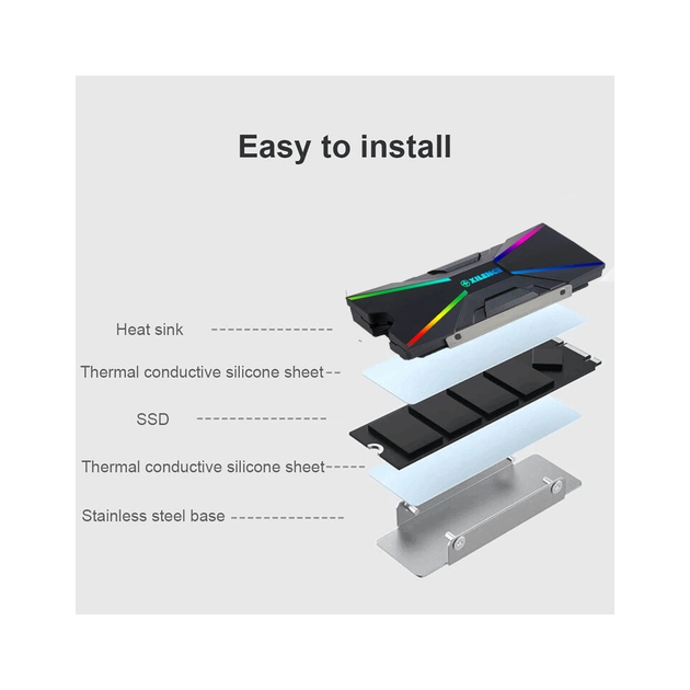 Радіатор охолодження Xilence M2SSD Cooler ARGB M2SSD.B.ARGB (XC401) - picture 7