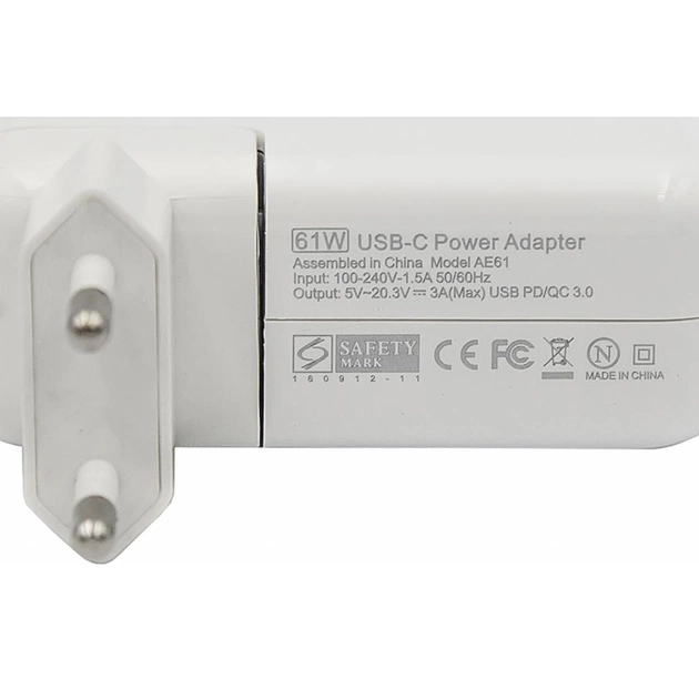 Блок живлення до ноутбуку PowerPlant APPLE 220V, 20V 61W (USB Type-C) (AP61HCUSB) - picture 3