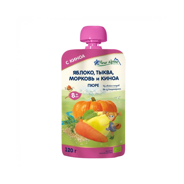 Дитяче пюре Fleur Alpine Яблуко Морква Гарбуз з Кіноа 120 г (5024688001215) - изображение 1