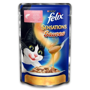 Вологий корм для кішок Purina Felix Sensations Sauces в соусі з лососем та креветками 100 г (7613036075930) зображення 1