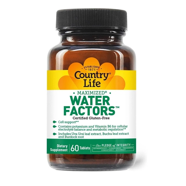 Вітамінно-мінеральний комплекс Country Life Баланс рідини, Water Factors, 60 таблеток (CLF4985) - зображення 1