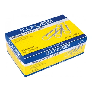 Скріпки канцелярські Economix 78 мм кругла, з насічкою , 50шт (E41011) зображення 1