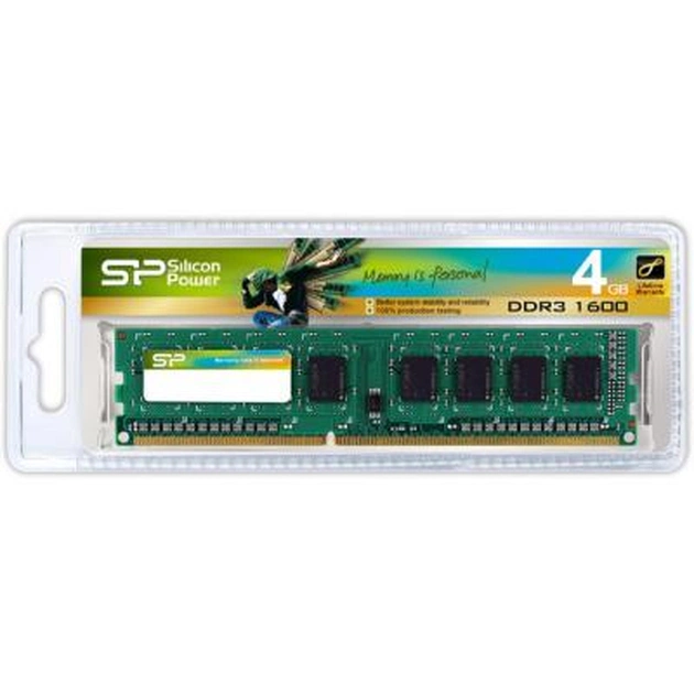 Модуль пам'яті для комп'ютера DDR3 4GB 1600 MHz Silicon Power (SP004GBVTU160N02) - зображення 1
