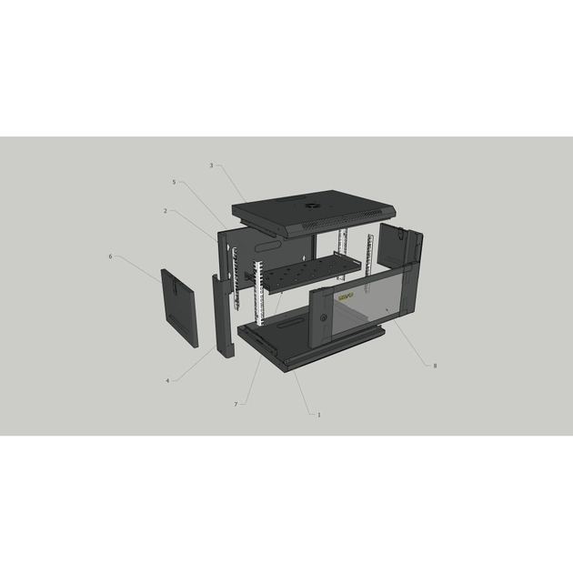 Шафа настінна GEAR 12U 19'' 600x600x650 мм, + полка 19", black (GWMSN-12U-600-600) - picture 5