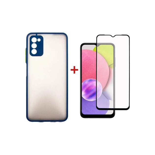 Чохол до мобільного телефона Dengos Kit for Samsung Galaxy A03s case + glass (Blue) (DG-KM-25) - зображення 1